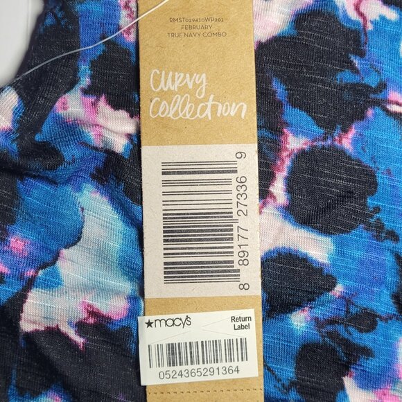 Macy's Rachel Roy Curvy Collection Womens Blue And Pink Blouse Size 2X - Picture 5 of 15